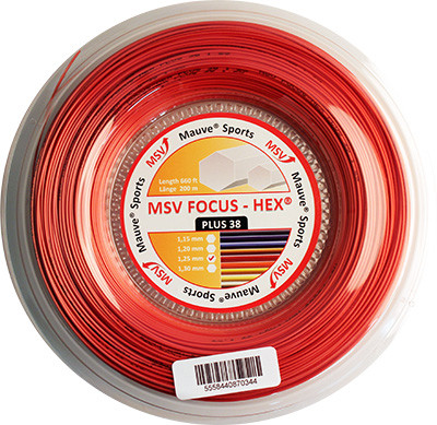 Teniso stygos MSV Focus Hex Plus 38 (200 m) - red