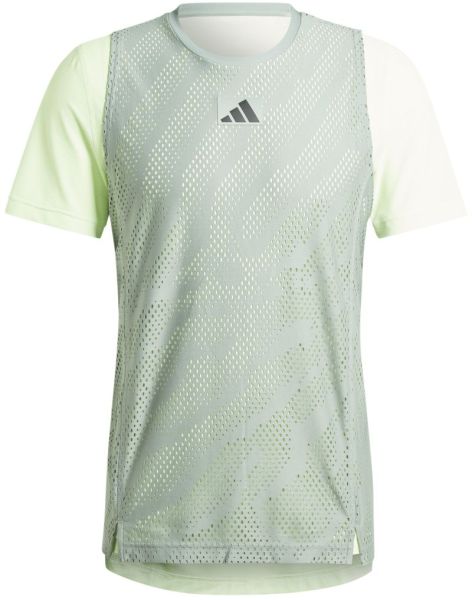 Herren Tennis-T-Shirt Adidas Tennis T-Shirt Pro Layering - silver green/green spark