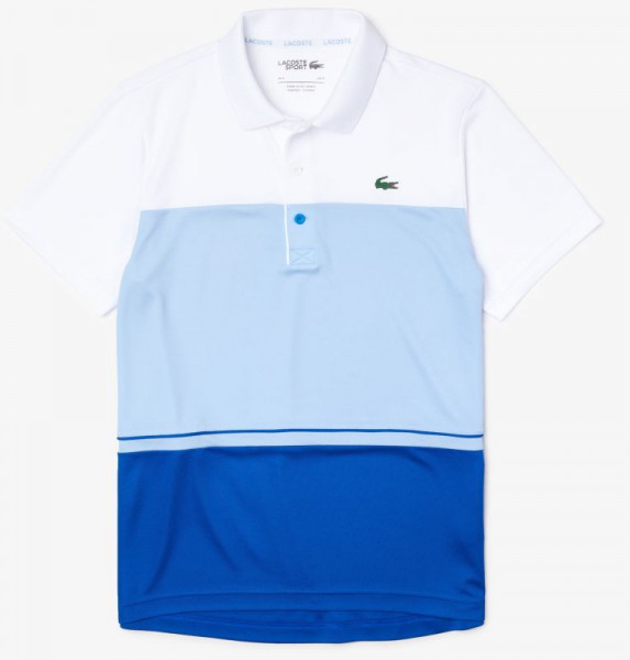  Lacoste Boys SPORT Breathable Colourblock Piqué Polo Shirt - white/blue
