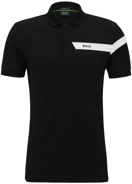 Férfi teniszpolo BOSS Slim-fit Paule Polo Shirt - black