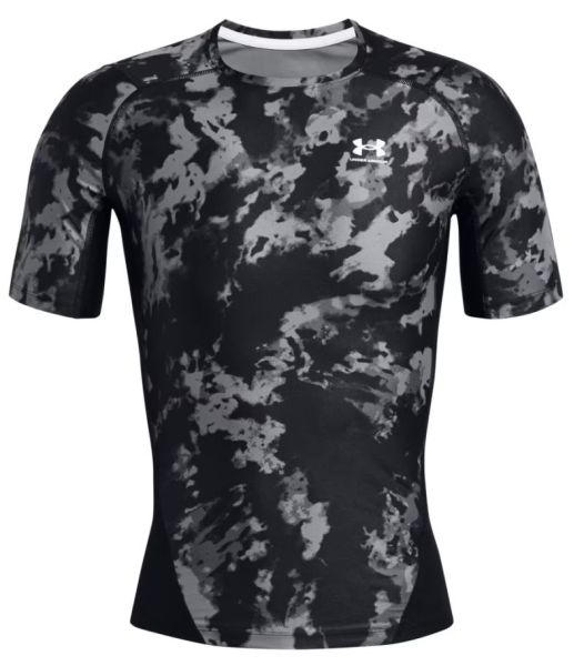 Herren Tennis-T-Shirt Under Armour HeatGear IsoChill Printed Short Sleeve - black/white