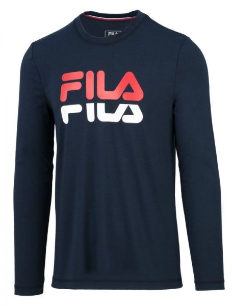 Тениска за момчета Fila Longsleeve Lino T-Shirt Kids - peacoat blue