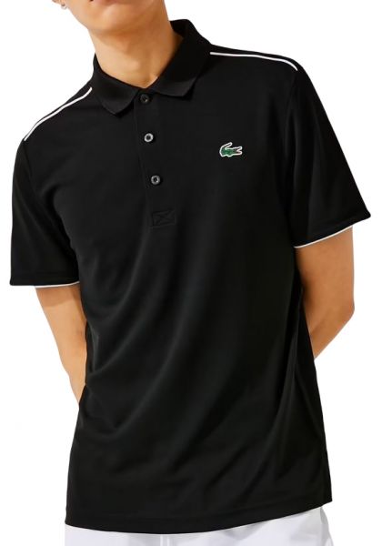  Lacoste Men’s Sport Contrast Piping Breathable Piqué Polo Shirt - black/white