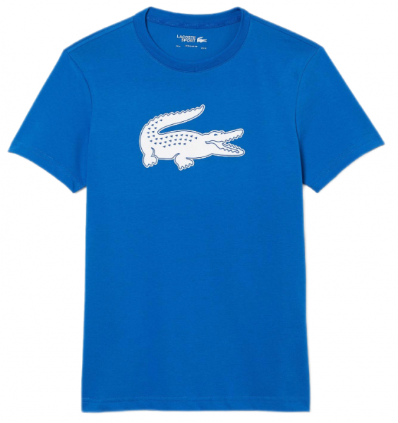 Teniso marškinėliai vyrams Lacoste SPORT 3D Print Crocodile Breathable Jersey T-shirt - blue/white
