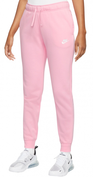 Damskie spodnie tenisowe Nike Sportswear Club Fleece Pant - med soft pink/white