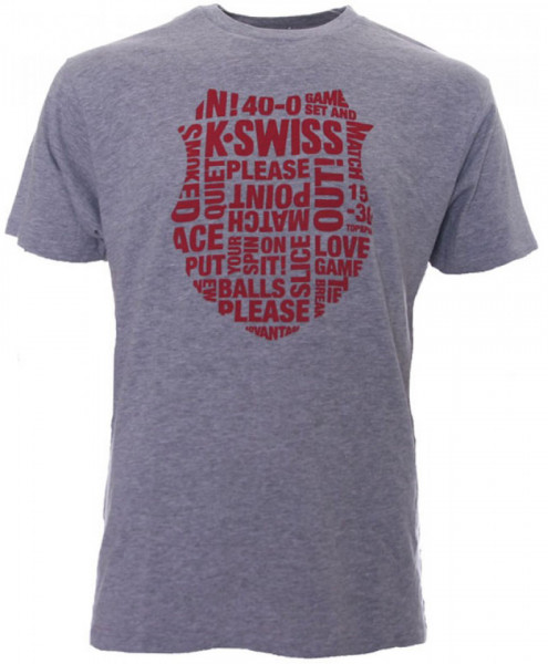  K-Swiss Word Mix Shield Tee - athletic grey/red
