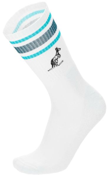Ponožky Australian Socks With Lines 1P - white/turquoise
