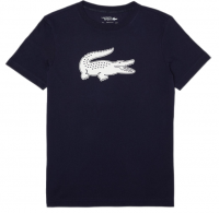 Teniso marškinėliai vyrams Lacoste SPORT 3D Print Crocodile Breathable Jersey T-shirt - navy blue/white