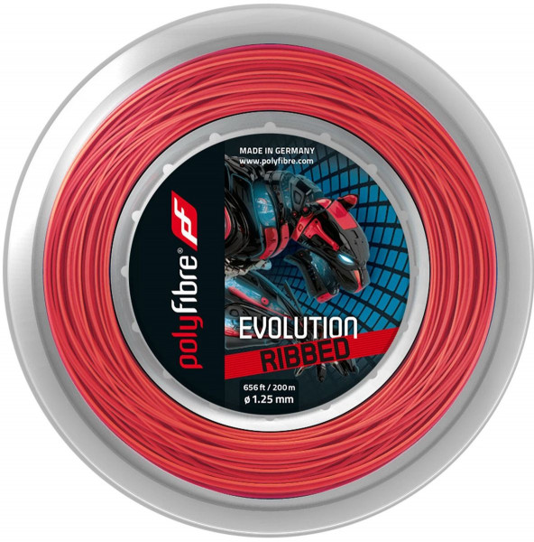Tennisekeeled Polyfibre Evolution Ribbed (200 m) - red