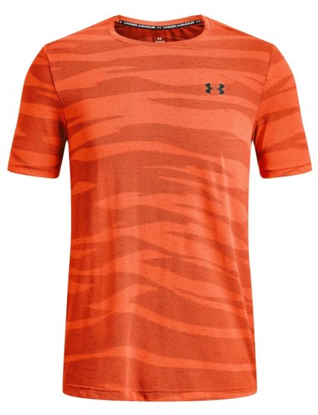 Herren Tennis-T-Shirt Under Armour Seamless Wave Short Sleeve - Orange, Schwarz
