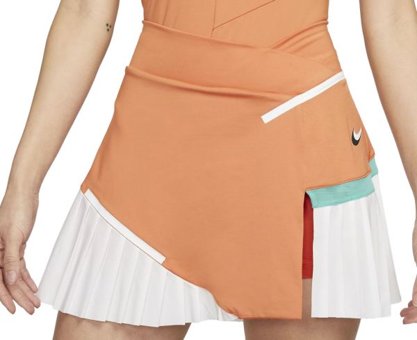 Damen Tennisrock Nike Dri-Fit Spring Court Skirt W - hot curry/white/washed teal/white