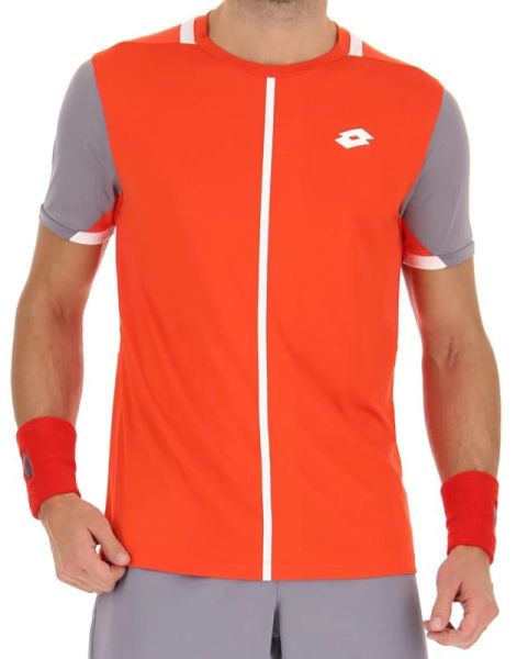 Herren Tennis-T-Shirt Lotto Top IV Tee - red poppy/quicksilver