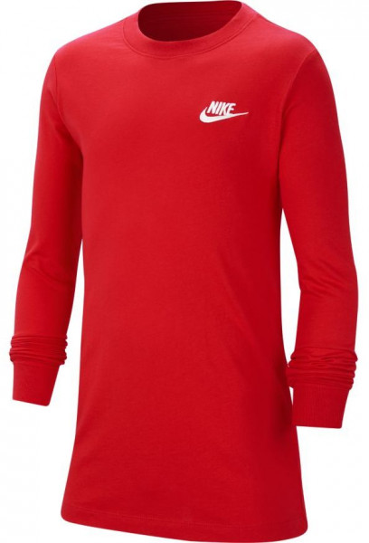 Тениска за момчета Nike NSW Tee LS Embedded Futura B - university red/white