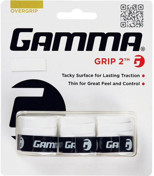 Viršutinės koto apvijos Gamma Grip 2 Overgrip (3 vnt.) - white