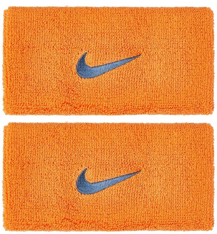 Nike Swoosh Double Wide Wristbands alpha orange thunderstorm Tennis Zone Tennis Shop