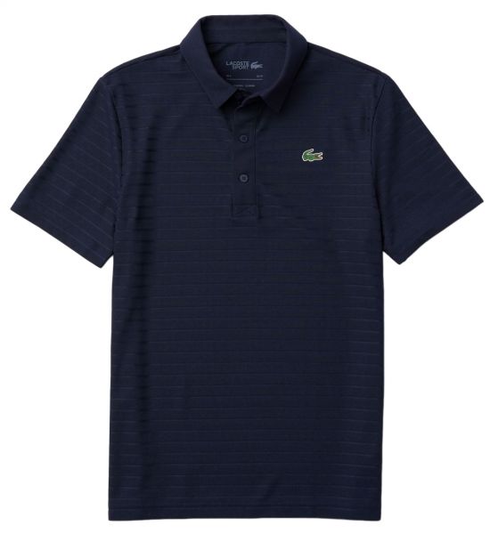  Lacoste Men's SPORT Textured Breathable Golf Polo Shirt - navy blue