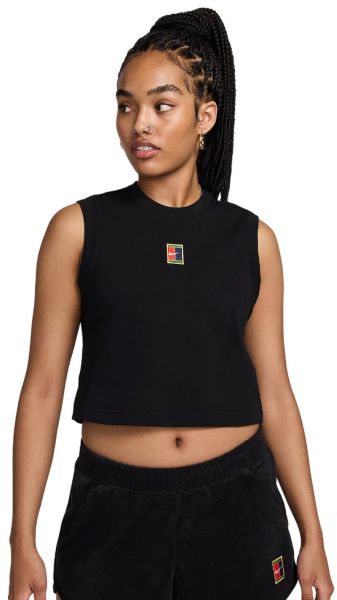 Marškinėliai moterims NikeCourt Heritage Cropped Tennis Tank Top - Juoda