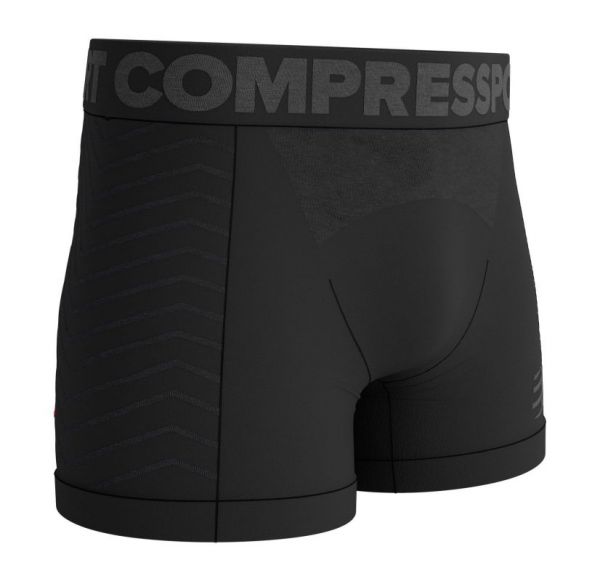 Męskie bokserki sportowe Compressport Seamless Boxer - black/grey