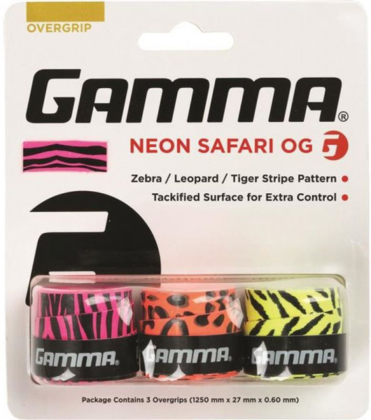 Tenisa overgripu Gamma Neon Safari pink/orange/yellow 3P