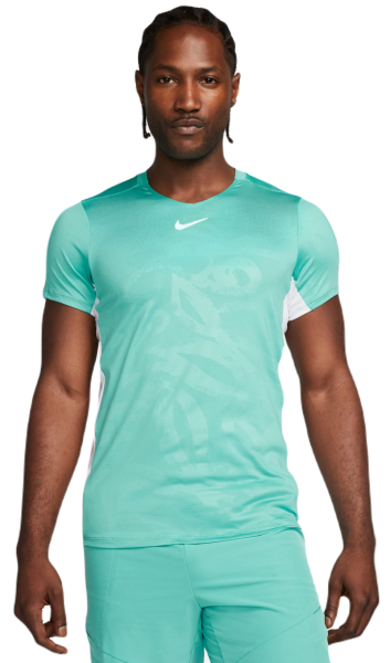 Męski T-Shirt Nike Court Dri-Fit Advantage Printed Tennis Top - washed teal/white/white