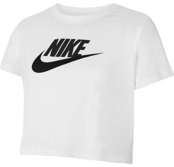 Koszulka dziewczęca Nike Sportswear Crop Futura Tee - white/black/black