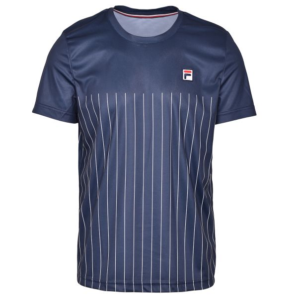 Herren Tennis-T-Shirt Fila T-Shirt Mika - peacoat blue/white stripes