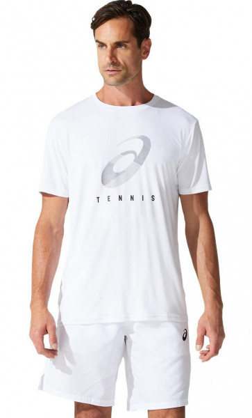 Herren Tennis-T-Shirt Asics Court M Spiral Tee - brilliant white
