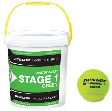 Junioren-Tennisbälle Dunlop Stage 1 Green Bucket 60B