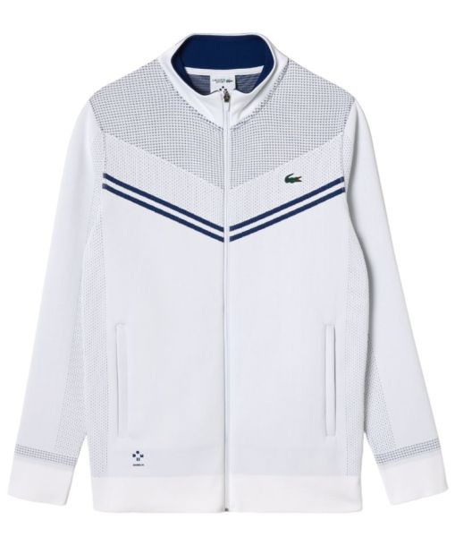 Herren Tennissweatshirt Lacoste Tennis x Daniil Medvedev After Match Jacket - white/navy blue