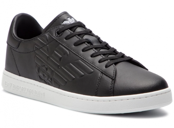  EA7 Unisex Leather Sneaker - black