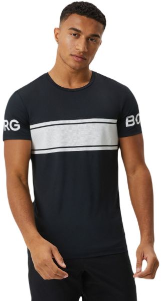 Camiseta para hombre Björn Borg T-Shirt Stripe - black beauty