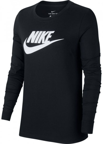 Damski T-shirt (dł. rękaw) Nike Swoosh Essential LS Icon Ftr - black/white