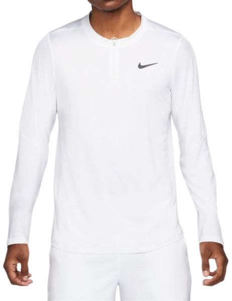 Herren Tennis-Langarm-T-Shirt Nike Dri-Fit Advantage Camisa M - white/white/black