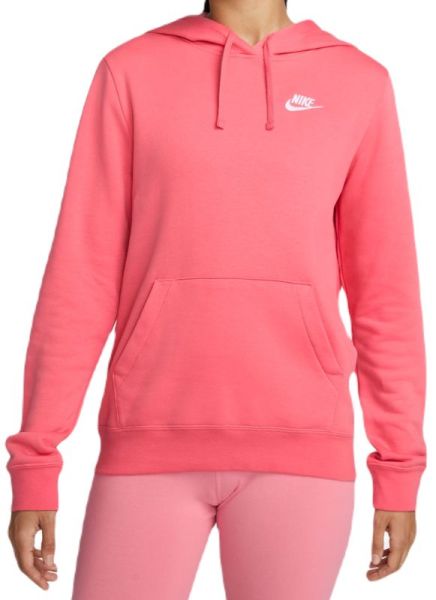 Damen Tennissweatshirt Nike Sportswear Club Fleece Pullover Hoodie - sea coral/white