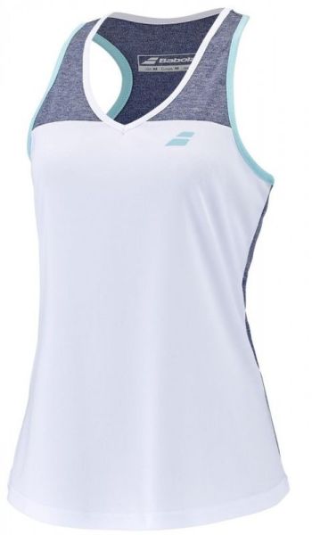 Damen Tennistop Babolat Play Tank Top Woman - white/blue heather