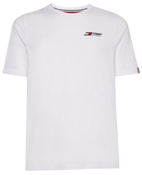 Herren Tennis-T-Shirt Tommy Hilfiger Essentials Training Big Logo Tee - white