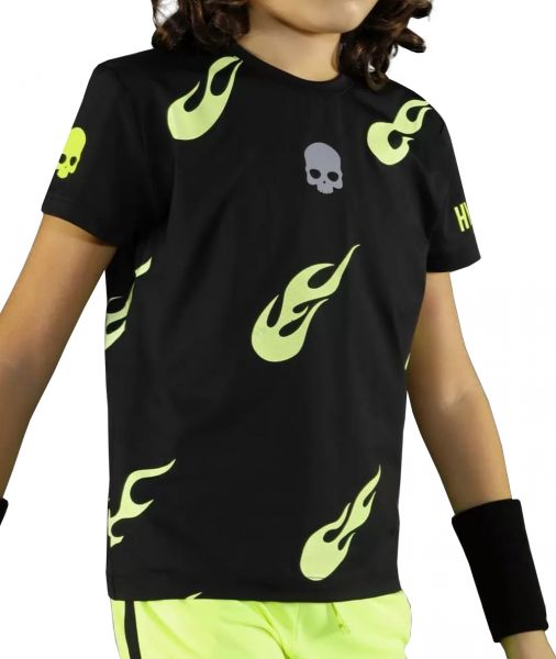 T-shirt pour garçons Hydrogen Flames tech Tee - black/yellow fluo