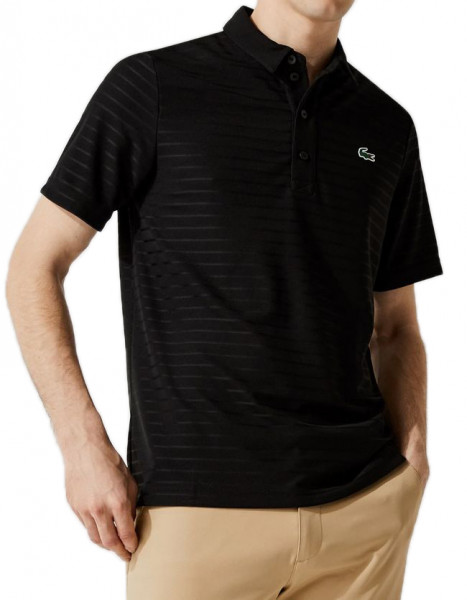  Lacoste Men's SPORT Textured Breathable Polo Shirt - black