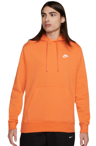 Férfi tenisz pulóver Nike Sportswear Club Fleece Pullover Hoodie - bright mandarin/bright mandarin/white