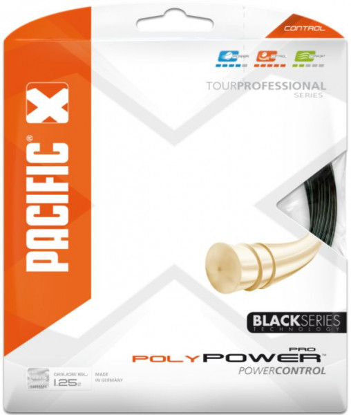 Tenisa stīgas Pacific Poly Power Pro (12,2 m) - black