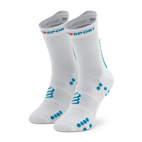 Calzini da tennis Compressport Pro Racing Socks v4.0 Run High 1P - white/fjord blue