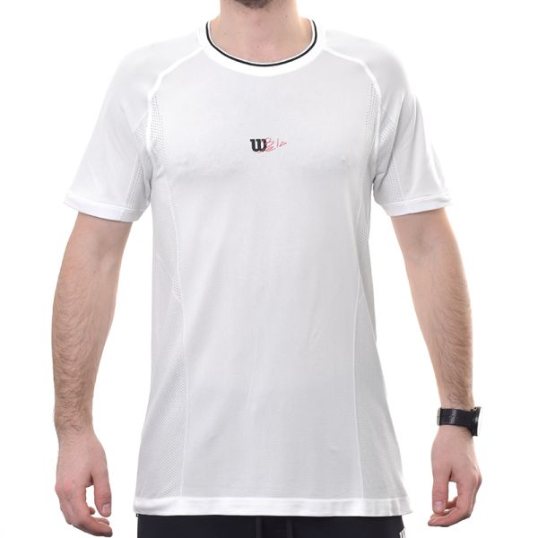 Męski T-Shirt Wilson Players Seamless Crew 2.0 - bright white/black