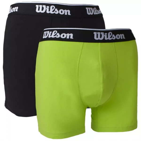 Ανδρικά Μπόξερ σορτς Wilson Cotton Stretch Boxer Brief 2P - lime green/black
