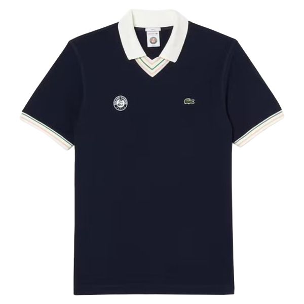  Lacoste Sport Roland Garros Edition V-Neck Polo Shirt - navy blue/white