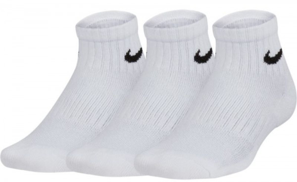 Nike Kids Performance Cushioned Quarter Training Socks 3P - white