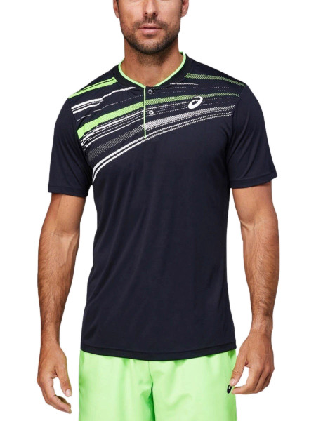 Мъжка тениска с якичка Asics Tennis Men Court Graaphic Polo Shirt - performance black