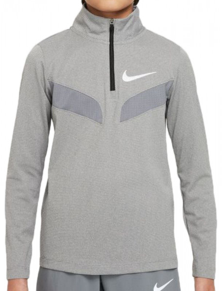 Jungen T-Shirt  Nike Dri-Fit Sport Poly 1/4 Zip Top B - carbon heather/white