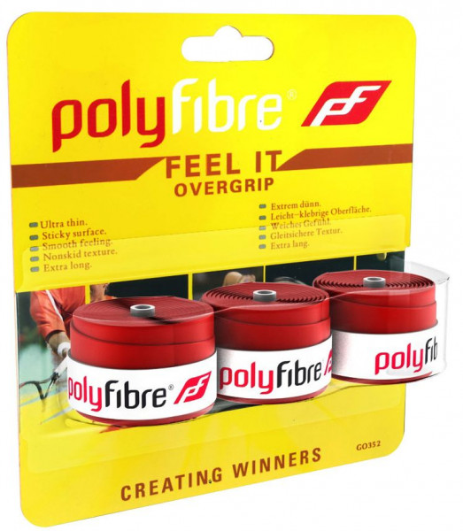 Overgrip Polyfibre Feel It Overgrip 3P - red