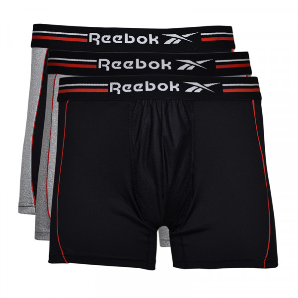 Ανδρικά Μπόξερ σορτς Reebok Mens Sports Trunk JARVIS 3P - black/grey marl/vector red
