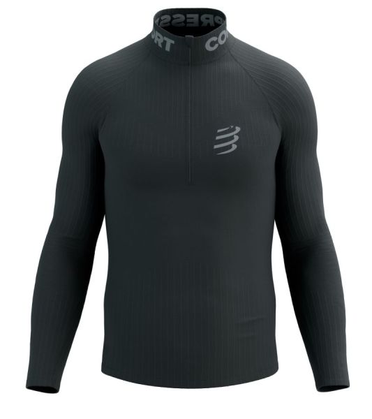 Ανδρικά ενδύματα συμπίεσης Compressport 3D Thermo HZ Long Sleeve Top - Μαύρο